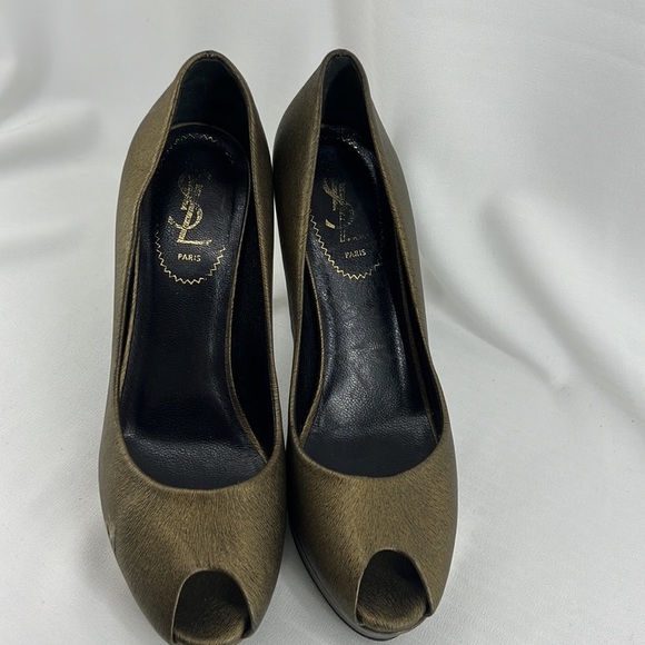 YSL Yves Saint Laurent open toe pumps heels bronze 38 - Picture 2 of 15